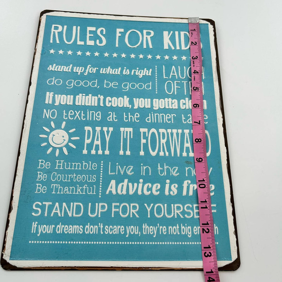 Rules for Kids Blue and White Metal Sign 10.25 x 13.75 Inch Fun Family Rules - Picture 4 of 4